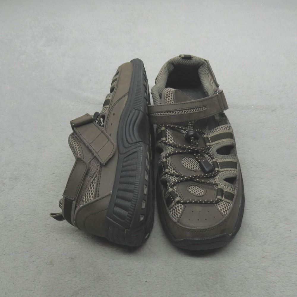 Orthofeet Mens 12 2E Clearwater Sandals Brown Two Way Strap Close Toe Orthopedic